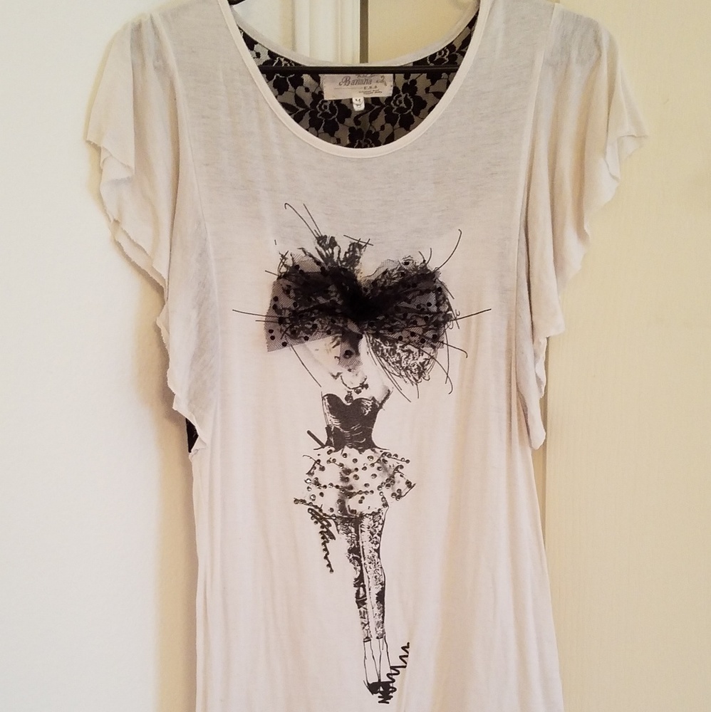 White black shirt with lace under the arms dancer